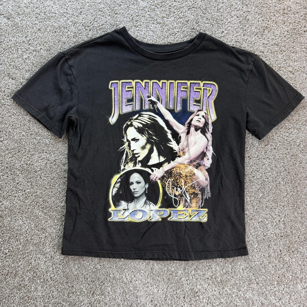 JLO Jennifer Lopez Shirt Youth Large 10-12 Black Music Graphic Tee T-Shirt